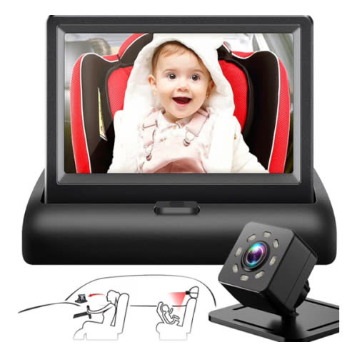 Baby Car Mirror with 4.3'' HD Night Vision Function Display, Safety Car Seat Camera with Wide Crystal Clear View, Easily Observe The Baby’s Move(Not USB)