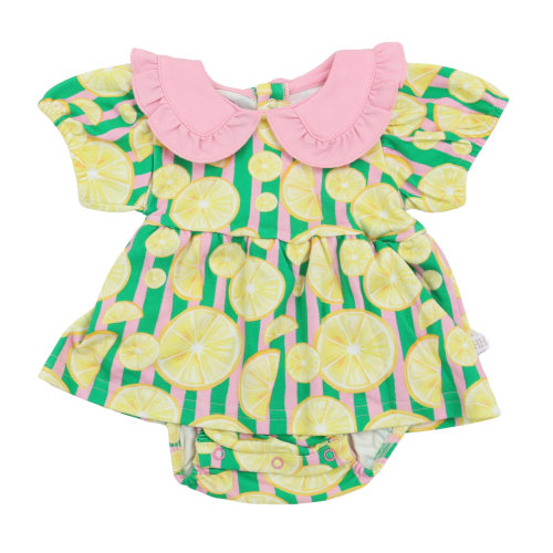 Girls Lemon Cotton Bubble with Ruffle Collar