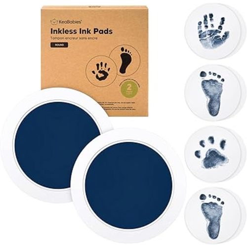 2pk Inkless Baby Hand and Footprint Kit Mess Free Ink Pad (Navy, Round)