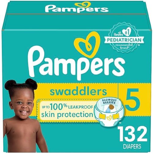 Pampers Swaddlers Diapers - Size 5, One Month Supply (132 Count), Ultra Soft Disposable Baby Diapers