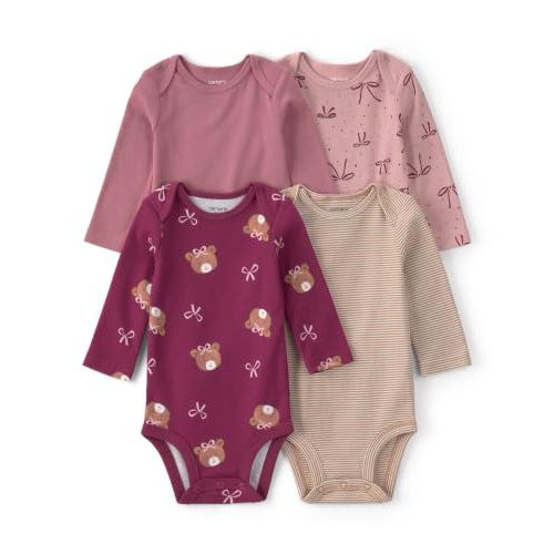 Carter's Baby Girls' 4-pack Long Sleeve Bodysuits