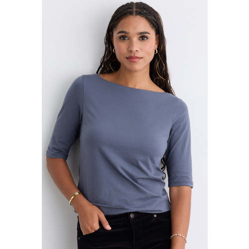 Women's Organic Boat Neck Top and T-Shirt | Fair Indigo