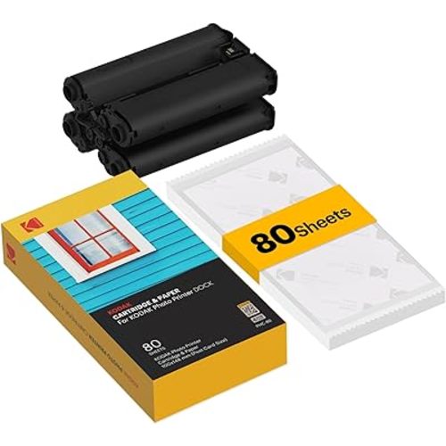 KODAK Dock Plus & Dock Photo Printer Cartridge PHC-80 – Cartridge Refill & Photo Paper- 80 Pack