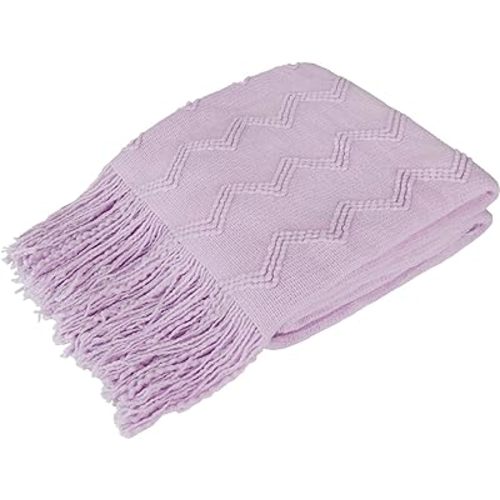 PAVILIA Lavender Purple Knit Throw Blanket for Couch Bed, Soft Knitted Farmhouse Sofa Throw for Living Room, Lightweight Decorative Summer Throw Blanket for Chair, Outdoor Textured Boho Blanket, 50x60