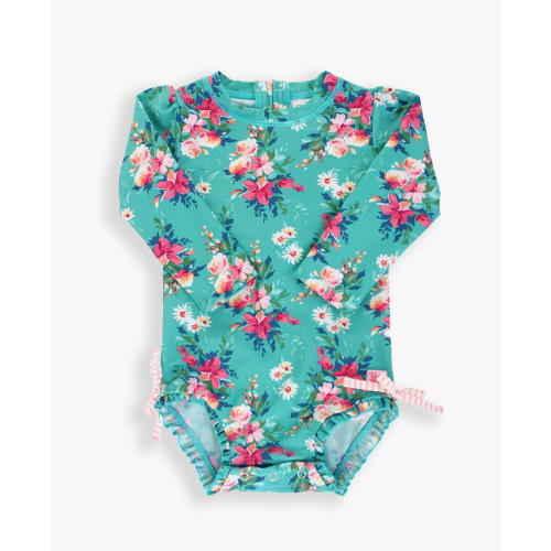 Floral Long Sleeve One Piece Rash Guard