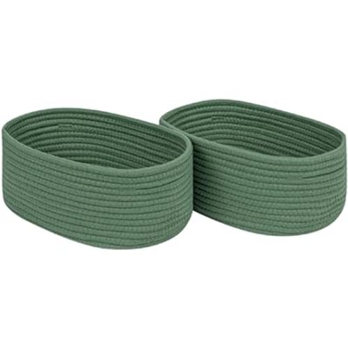 CubesLand Cube Shelf Closet Storage Baskets Bins Set 2,Woven Basket for Organizing/Storage,Long-lasting &Skin-friendly Toy Storage Basket Bin,Stylish Room Decor Basket,Cotton Rope Basket Green