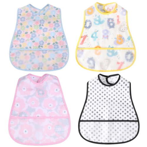 Baby bibs Waterproof Toddler bib - Feeding bib with Pocket for Infant Boy Girl Washable 6-36M
