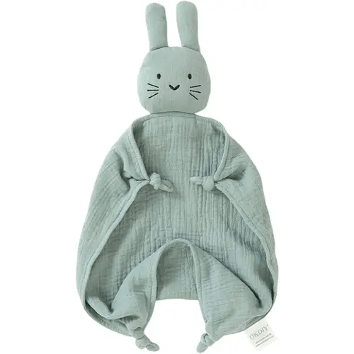 Organic Cotton Bunny Loveys for Babies,Newborn Baby Lovey Security Blanket,Lovies for Babies New Born Baby Unique Neutral Gifts Boys and Girls (Bunny-Green)