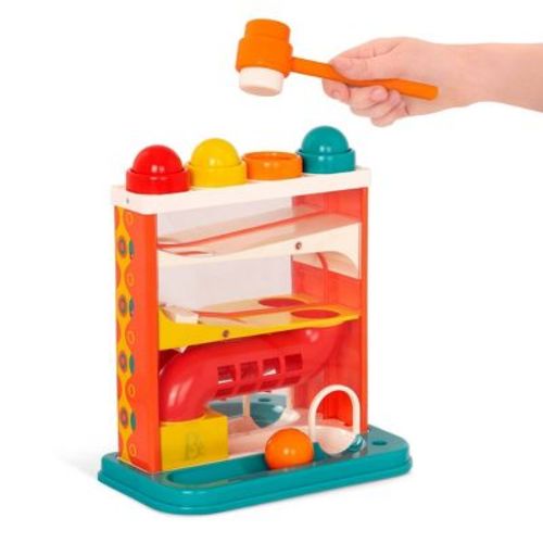 B. toys Whacky Ball Playset - 7pc Pounding Toy with Hammer and 4 Colorful Balls