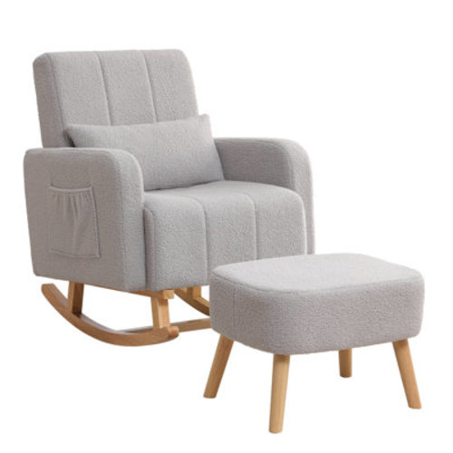 Upholstered Teddy Rocking Chair and Ottoman Ensemble | Wayfair