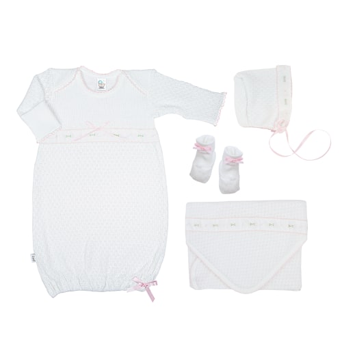 Paty Knit Newborn Gown Gift Set, Swiss Floral Collection - PatyInc