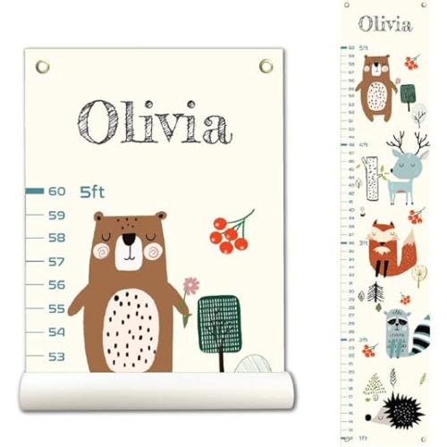 Personalized Kids Canvas Growth Chart, Height Chart, Growth Chart Banner, Nursery Decor, Kids Room Decor