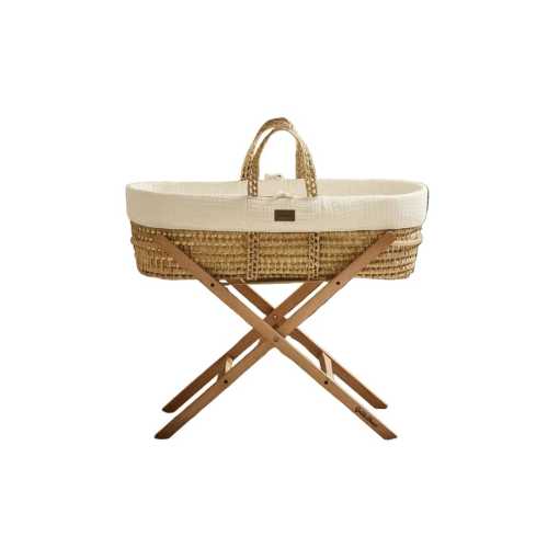 The Little Green Sheep Muslin  Moses Basket Bundle - Ecru/Natural