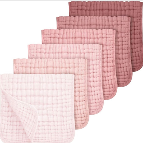 Looxii Muslin Burp Cloths Baby Girl 6 Pack - 20" x 10" - Ultra Soft & Absorbent, 6-Layer 100% Cotton for Spit Up & Drool- Gentle Baby Burping Cloth, Newborn Essentials Shower Gift Girl, Gradient Pink