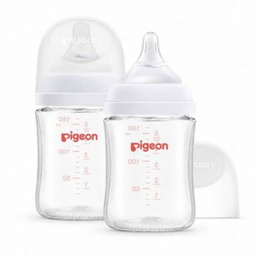 Pigeon Nurture & Nest Wide-Neck Anti-colic Glass Baby Bottles with Nipples - 5 fl oz/2pk