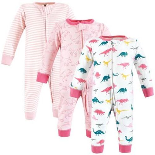 Hudson Baby Infant Girl Cotton Sleep and Play, Girl Dino