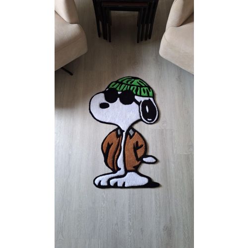 Handmade Tufted Snoopyy Rug: Cartoon Accent Rug, Tufted Wall Art, Tufting Anime, Perfect Gift