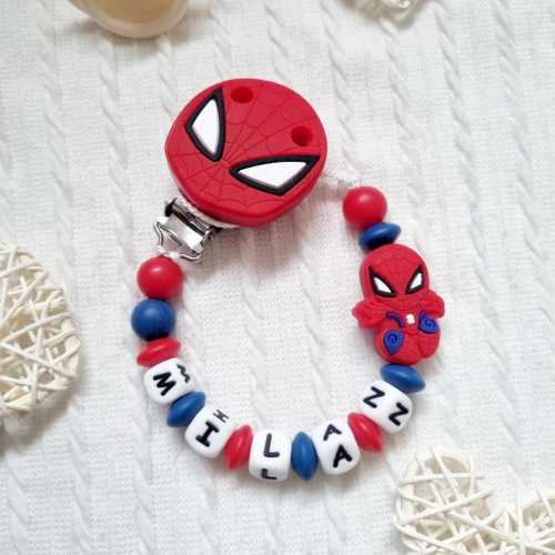 Personalized Spiderman Baby Pacifier Clip - Baby Boy Pacifier Clip - Baby Gift - Blue