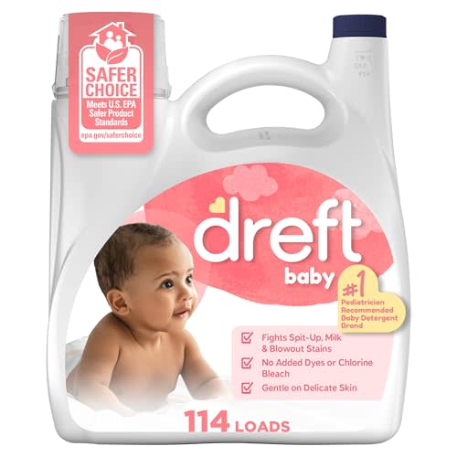 Dreft Liquid Laundry Detergent for Babies, tackles 100% of common baby stains, Laundry Detergent, 150 fl oz, 114 Loads