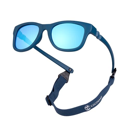COCOSAND Baby Sunglasses with Strap UV Protection Flexible Square Frame for 0-12 Months Newborn Infant Boys Girls
