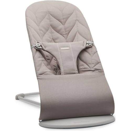 BabyBjörn Bouncer Bliss, Sand Gray, Woven, Petal Quilt | 2-in-1 Adjustable Baby Bouncer Seat and Toddler Chair, Newborn to Toddler (8-29 lbs), 4 Positions, Lightweight & Portable