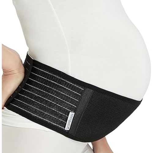 NeoTech Care Adjustable Maternity Belt - Light and Breathable Pregnancy Belly Support Band for Pregnant Women (Black, Regular Size)