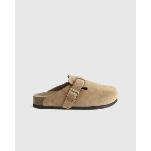 Water Repellent Suede Clog Mule in Pecan