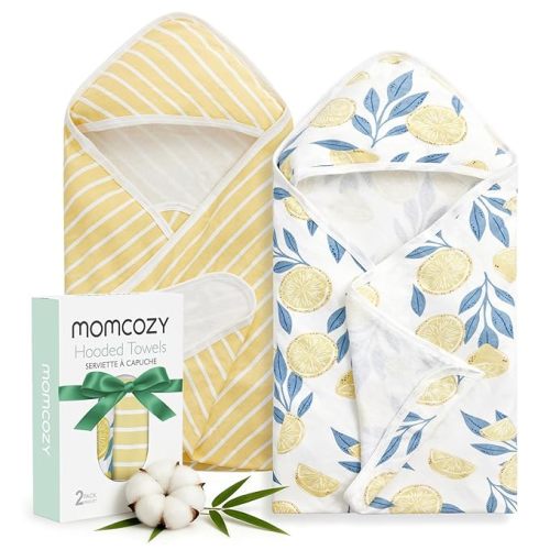 Momcozy Baby Towel with Hooded - Ultra Soft & Absorbent Large Bath Towel Set for Comfort & Gentle on Baby's Skin - Med Thick& Durable -Shower Gift & Bath Essential for Newborn, Infant, Toddler