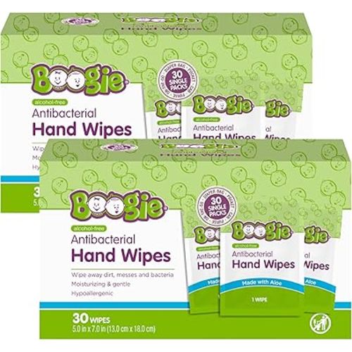 Boogie Wipes - Antibacterial Hand Wipes - 60 Count