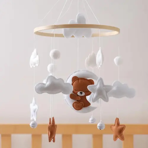 Baby Crib Mobile, Animal Mobile for Crib, Crib Mobile for Boys and Girls, Boho Nursery Decor, Baby Bedroom Hanging Decoration, Bear
