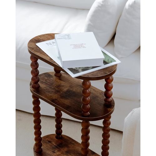 3-Tier Narrow Side Table, Slim End Table for Small Spaces