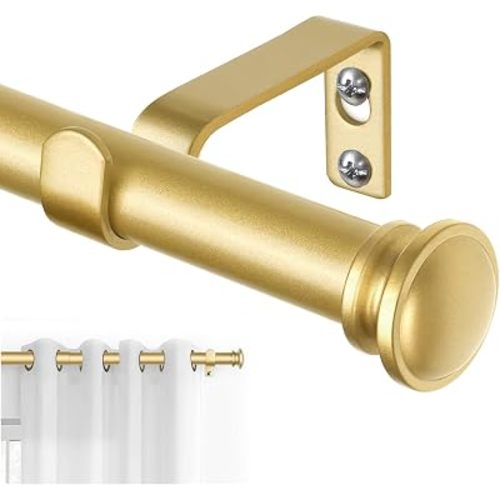 Curtain Rods for Windows, 32 to 58 Inch, Gold, Single Drapery Rod