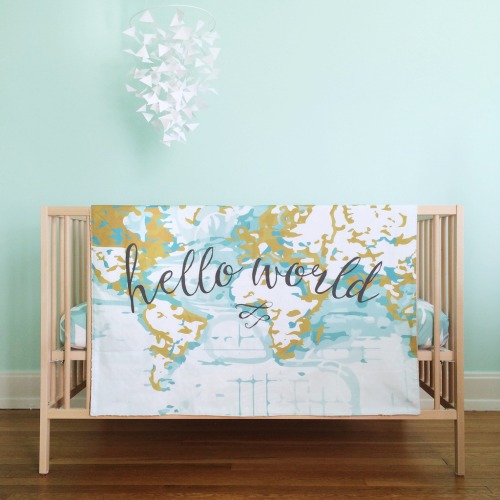 Aqua Hello World Cuddle Blanket