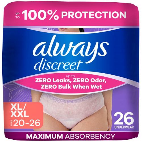 Always Discreet Adult Postpartum Incontinence Underwear for Women - Maximum Protection - XL - 26ct
