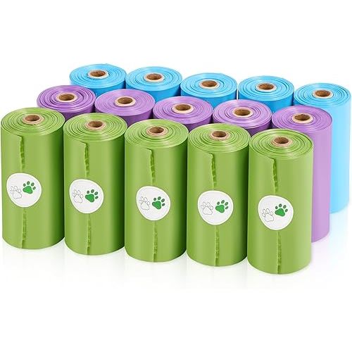 Dog Poop Bag 300 Counts 15 Rolls, Unscented Doggy Poop Bags, Leak-Proof Dog Bags for Poop, Doggie Cat Poop Bags Cats Litter, Waste Bags Puppy Trash Bags for Doggy Pets (13 x 9 Inches)