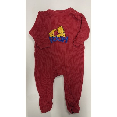 Vintage Disney Store Winnie the Pooh Romper Red Thermal Waffle Knit 90s