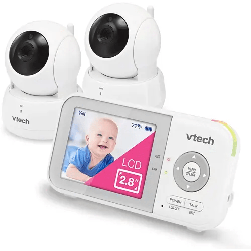 VTech VM923-2 Baby Monitor, 2.8”Screen, 1000ft Range, Pan-Tilt-Zoom, Night Vision, 2-Way Audio, Temperature Sensor, Lullabies, Secured Transmission No WiFi