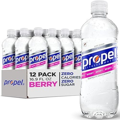 Propel Electrolyte Enhanced Water Sports Drink, Berry Flavored Water, Zero Calorie & Zero Sugar Hydration with Electrolytes and Vitamins C & E, 16.9 fl oz Water Bottles (12 Pack)