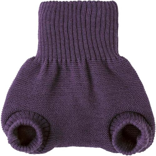 EcoAble Merino Wool Diaper Cover – Organic Overnight Knit Cover | Breathable Natural Fiber | Ideal for Fitted Cloth Diapers (EU74-80, Aubergine)
