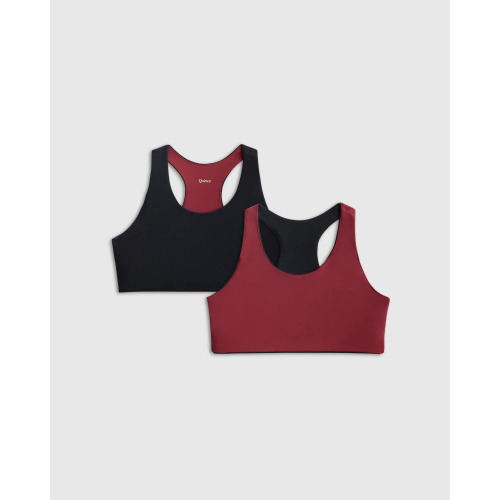 Girls Organic Reversible Racerback Bra (2-Pack) - Kid Girl in Black/Merlot