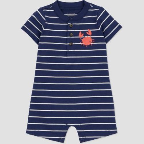 Carter's Just One You® Baby Boys' Striped Crab Romper - Navy Blue 3M