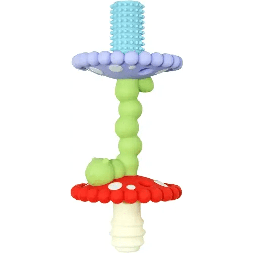 RaZbaby Chompy Teether Wand – Soft Silicone Hollow Baby Teething Tube for Front Teeth & Back Molars, Sensory Development and Multi Textured & Flexible Design, Compatible Teether (Multi Colored)