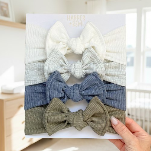 Seaside Essentials (Blue + Green) | Waffle Baby Bow Bundle
