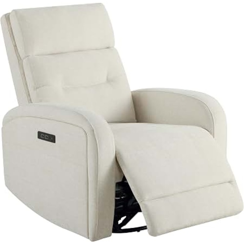 Amazon.com: Watson & Whitely Swivel Recliner with Power Headrest, Fabric in Linen | Recliner Chairs for Adults, Small Glider Rocker for Living Room