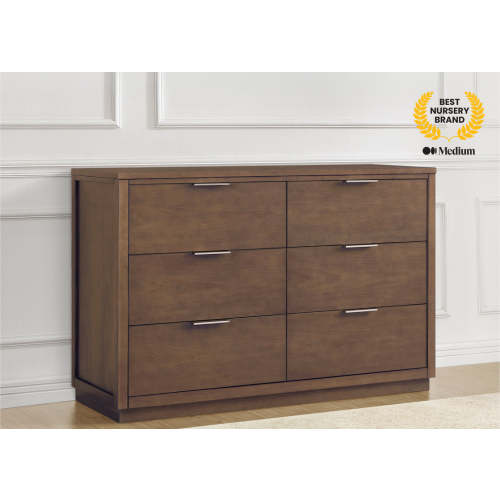 Delta Children Forever 6 Drawer Dresser with Interlocking Drawers - Teak Brown