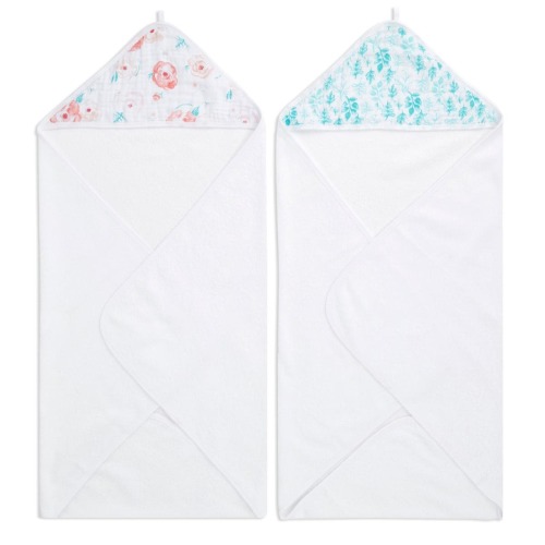 Full Bloom Cotton Muslin Hooded Towel 2pk | aden + anais