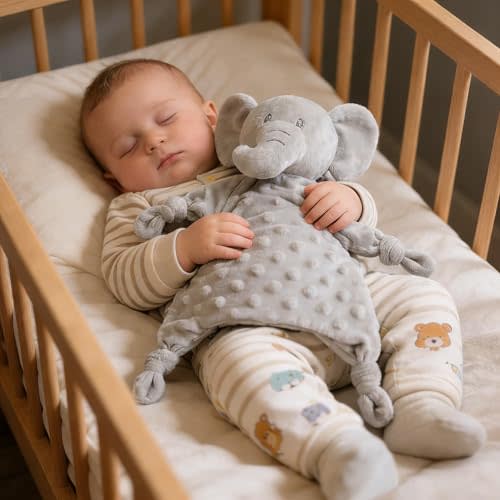 CREVENT Soft Plush Animal Face Security Blankets for Boys and Girls, Great Gifts for Birthday Baby Shower - Elephant