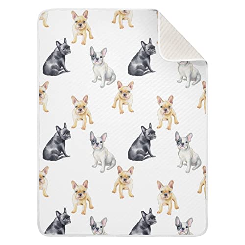 Ollabaky French Bulldog Dog Baby Blanket for Boys Girls Cotton Throw Blanket Swaddle Blanket for Crib Stroller Nursery Receiving Blanket Infant Toddler Unisex 30"x40"