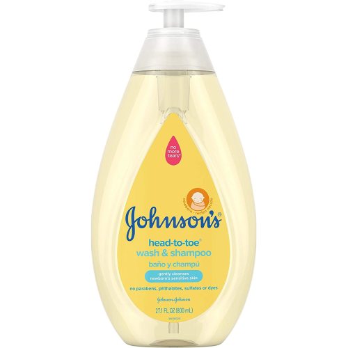 Johnson's Head-To-Toe Gentle Baby Body Wash & Shampoo, Tear-Free, Sulfate-Free & Hypoallergenic Bath Wash & Shampoo for Baby's Sensitive Skin & Hair, Washes Away 99.9% Of Germs 27.1 fl. oz - 27.1 Fl Oz (Pack of 1)