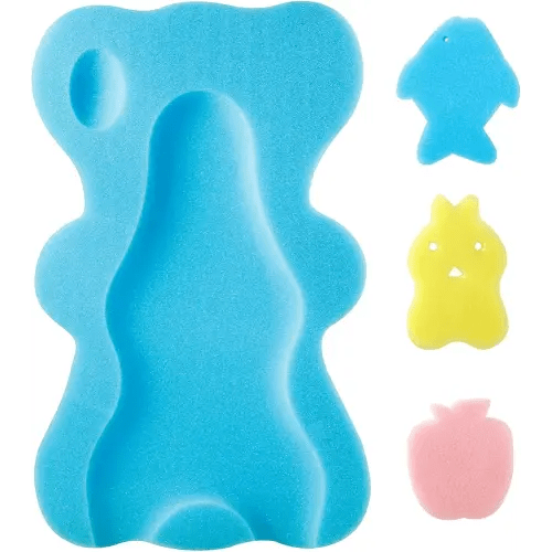 PandaEar Baby Bath Sponge Infant Soft Bath Sponge Mat, Baby Bath Mat Newborn Odor Free Bath Cushion, Blue (Blue)
